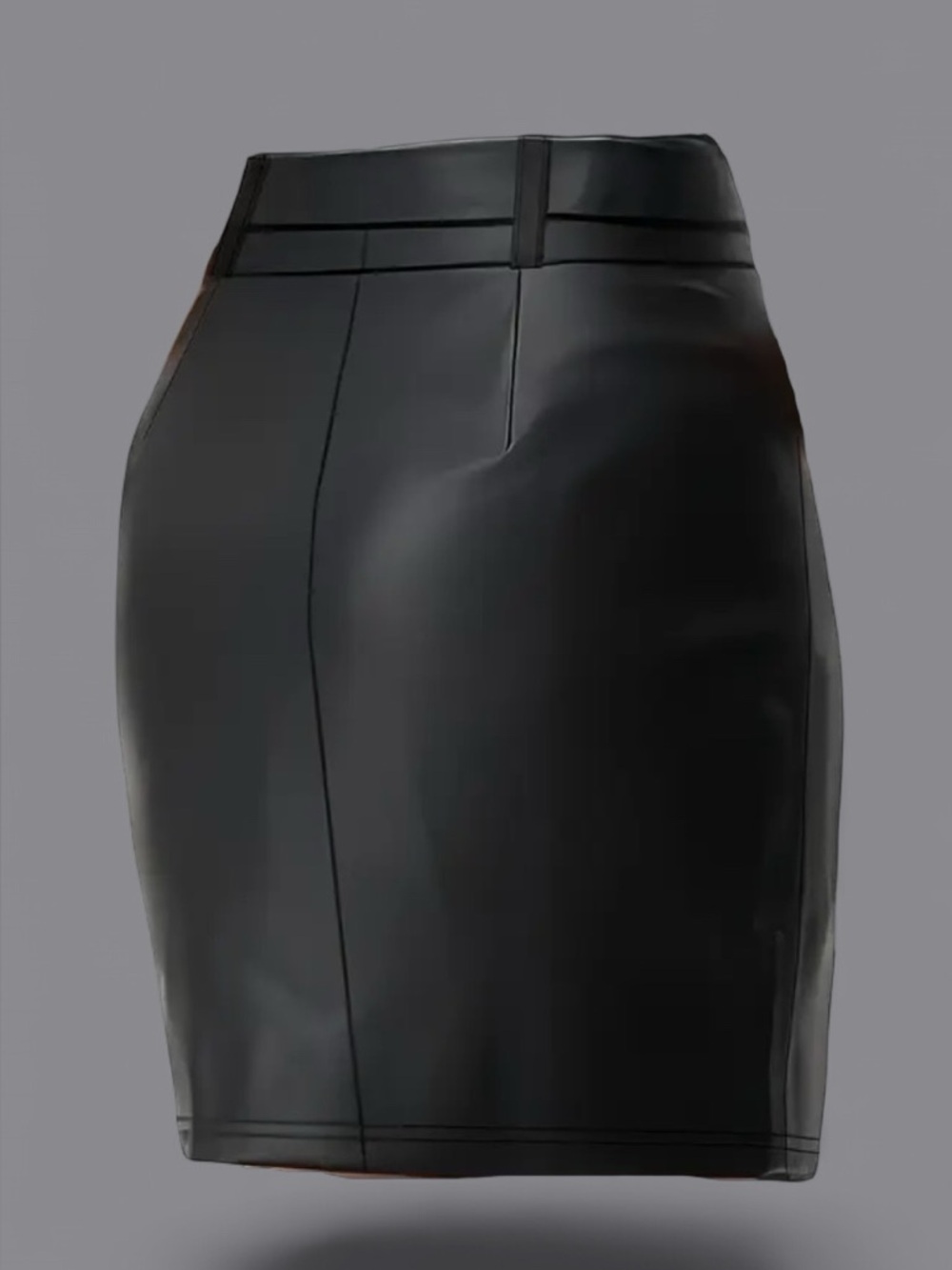 ✨🖤 Self-Tie Asymmetric Thigh Split Faux Black Leather Skirt Size 14 - Picture 8 of 8